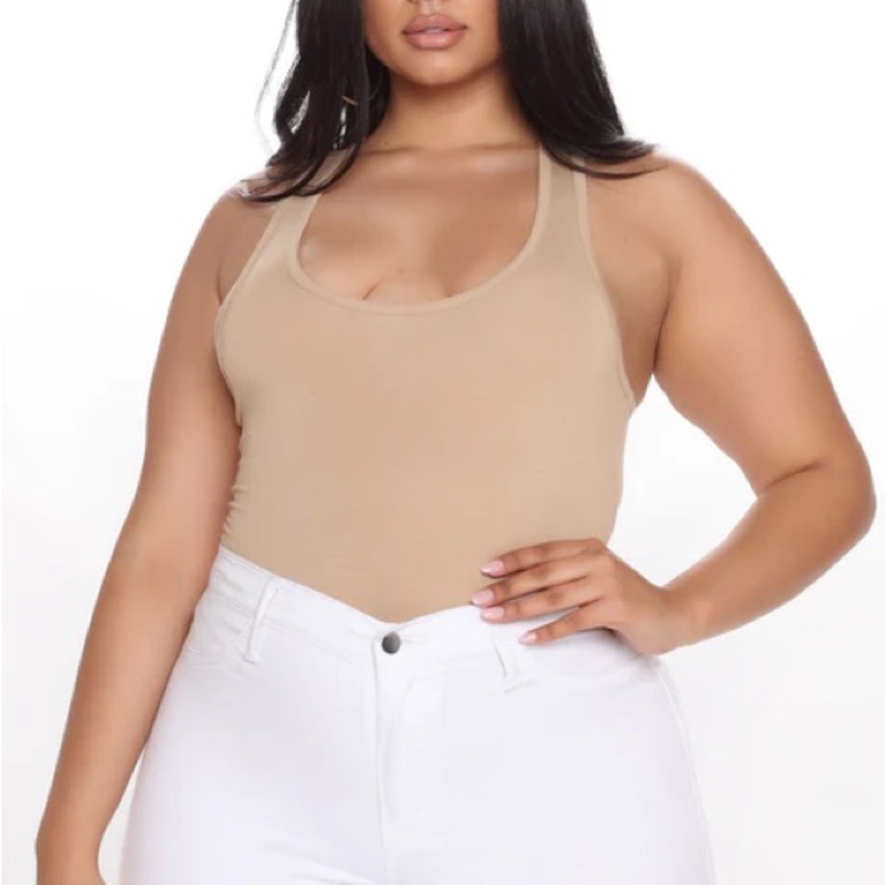 Fashion Nova Divine Basic Tank Bodysuit - Khaki